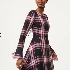 Ann Taylor Loft Plaid Tie Back Dress
